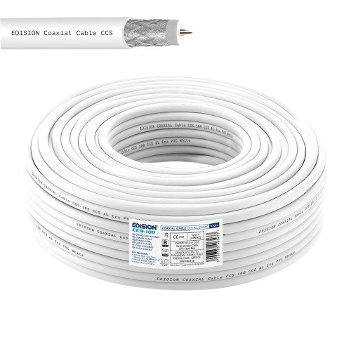EDISION COAXIAL Cable CCS-100 CCS AL Eca PVC White 100m