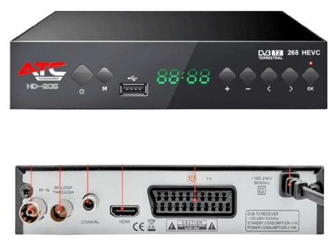 ATC Digital Terrestrial Receiver ATC HD-205 T2 H.265