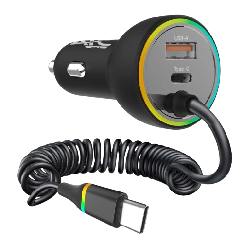 Car Charger Dual Port USB-A & Type-C 70W with Type-C Cable